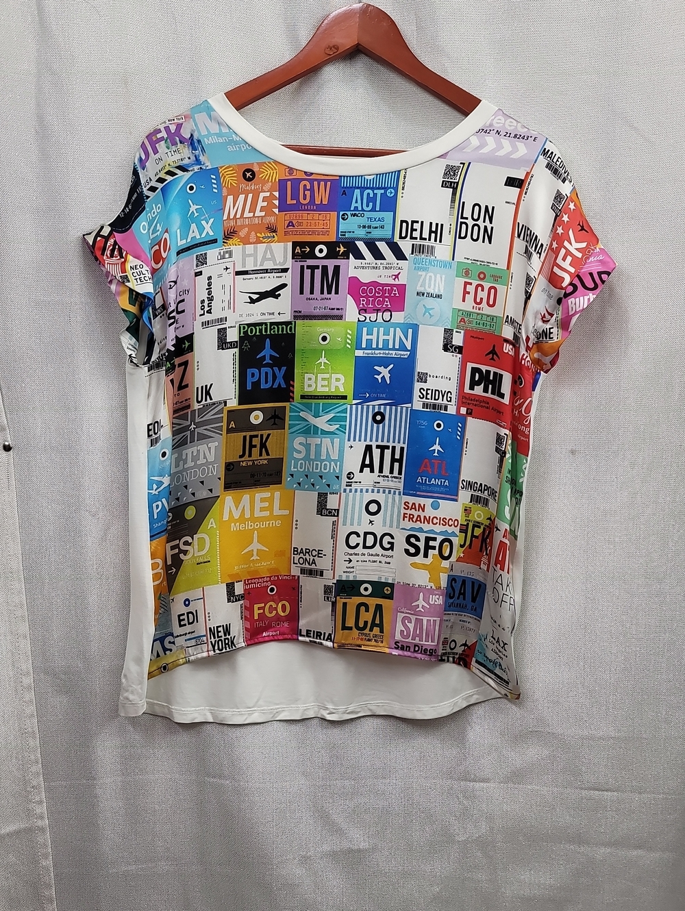 Unbreak.it Heather Silk Blouse  Sky / Airport Tag Print Size XS